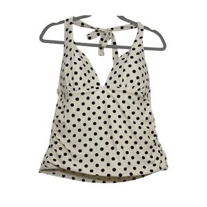 Collections by Catalina Polka Dot Halter Tankini Top Arctic White Black Medium